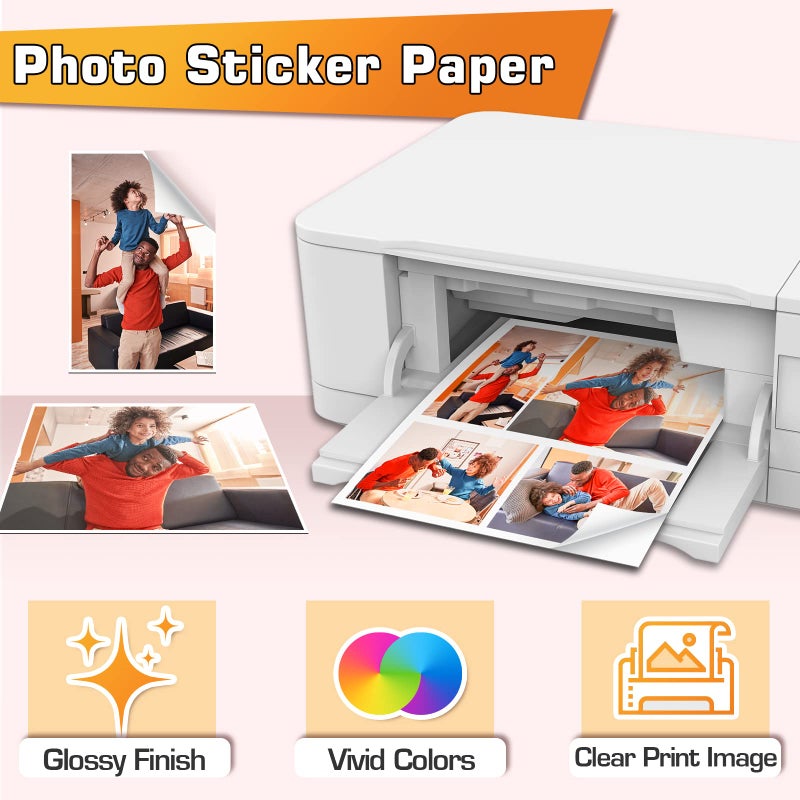 KOALA PAPER (50 Sheets) Koala Glossy Sticker Paper for Inkjet Printer, Printable Sticker Paper White, 8.5x11 Inch Self-Adhesive Photo Sticker Printer Paper - Image 4